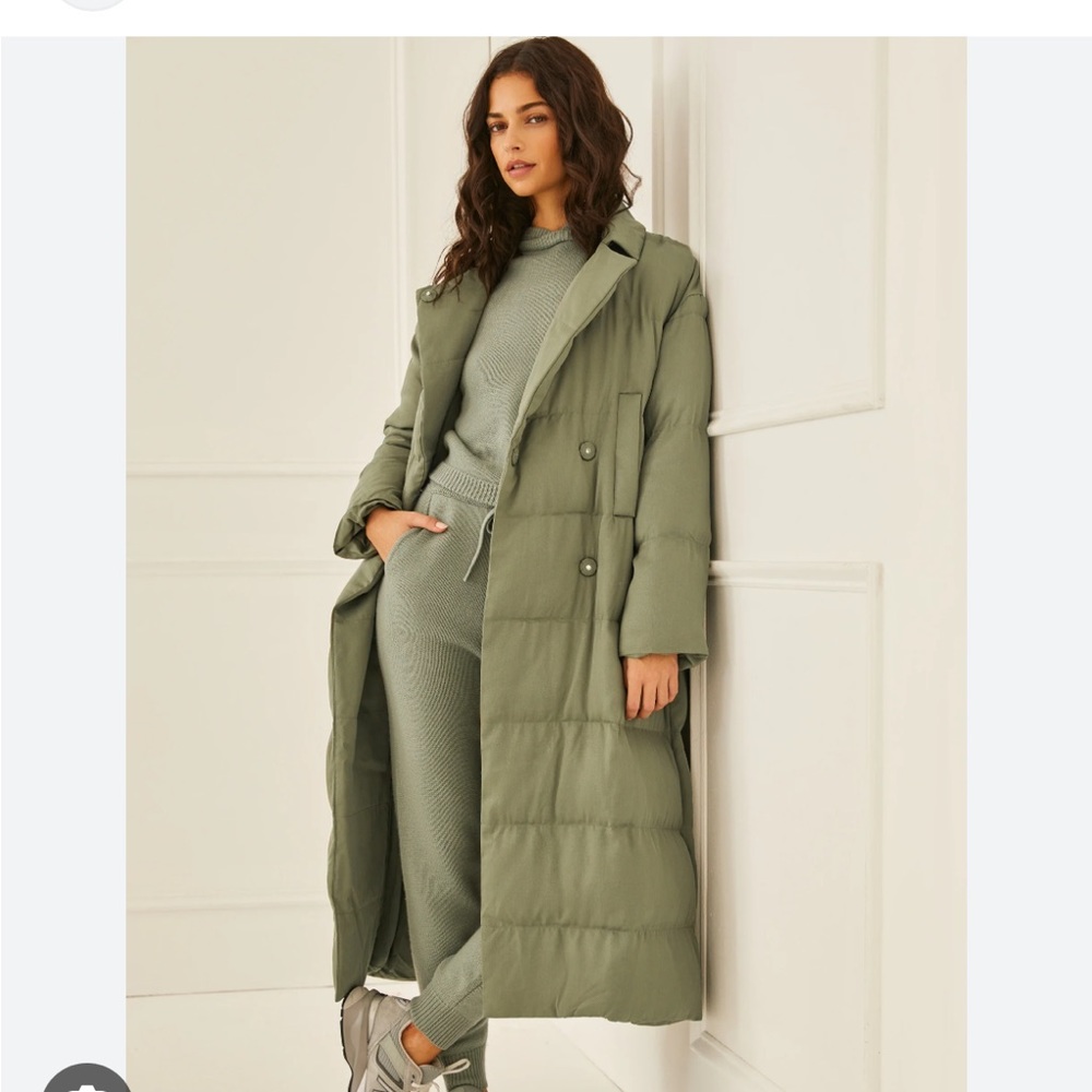 Something Navy Green Puffy Coat